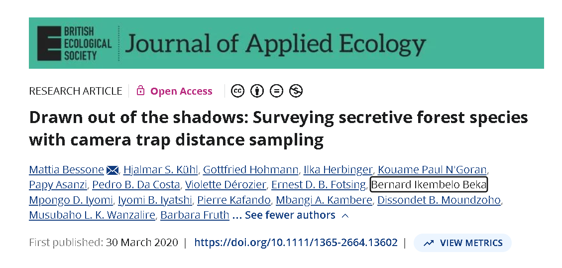 First page of the article: Drawn out of the shadows: Surveying secretive forest species with camera trap distance sampling